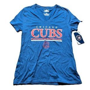 Chicago Cubs MLB Baseball Women's Short Sleeve V-Neck T-Shirt Team Apparel-Small